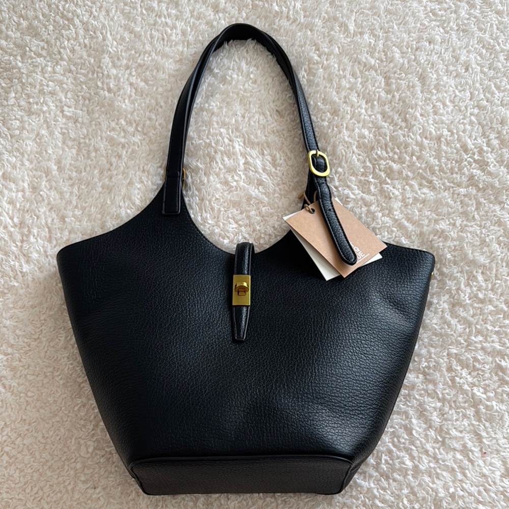 MIZTIQUE Elegant Black Leather Tote Bag